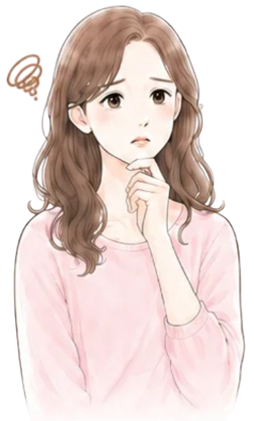 悩んでいる女性のイラスト