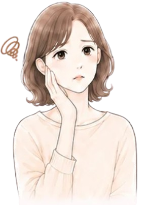 不安そうな女性のイラスト